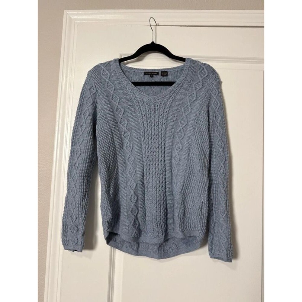 Jeanne Pierre 100% Cotton knit baby blue sweater